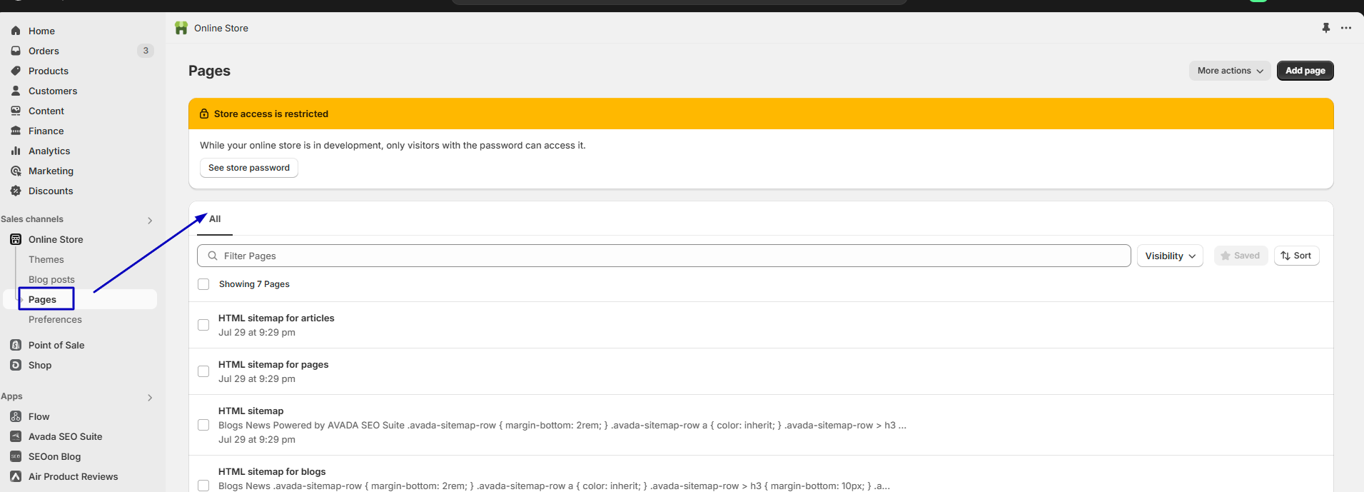 Step 1: Navigate to the Pages section 